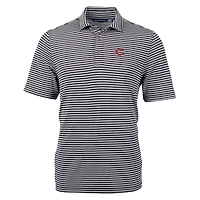Polo recyclé à rayures et piqué écologique pour homme, couleur noire, des Reds de Cincinnati, grande taille, Cutter & Buck