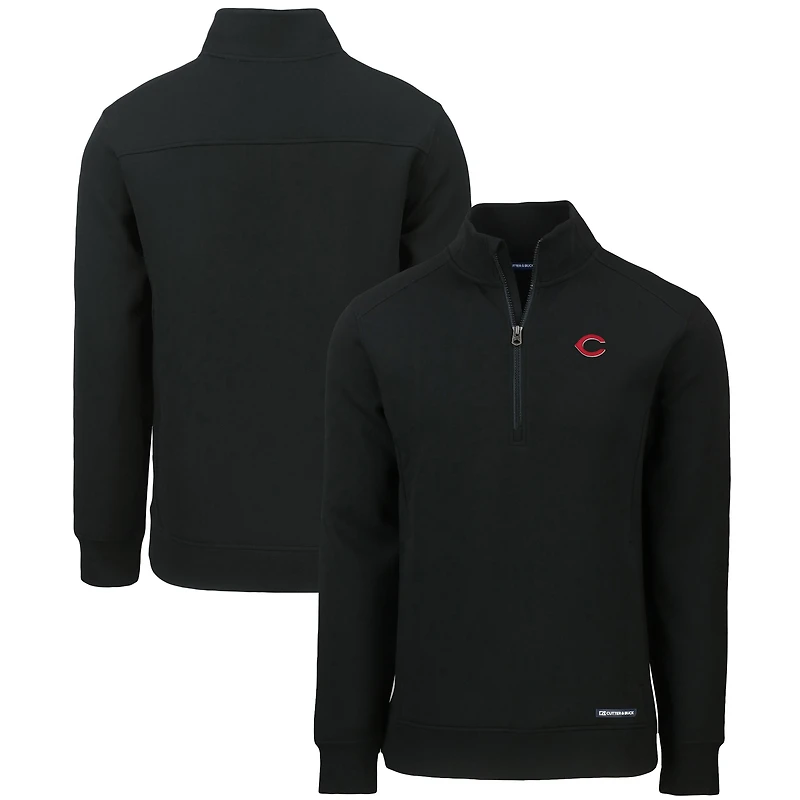 Pull zippé quart de tour Roam Eco recyclé pour homme, noir, des Reds Cincinnati, Cutter & Buck