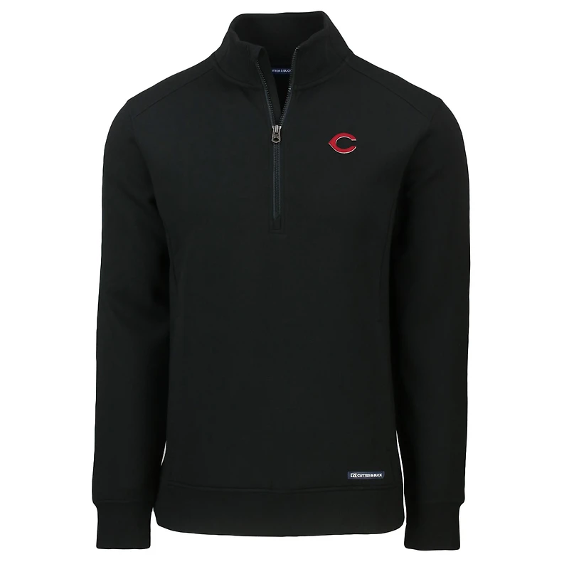 Pull zippé quart de tour Roam Eco recyclé pour homme, noir, des Reds Cincinnati, Cutter & Buck