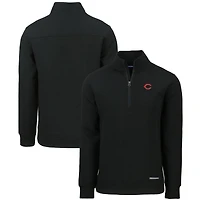 Pull zippé quart de tour Roam Eco recyclé pour homme, noir, des Reds Cincinnati, Cutter & Buck