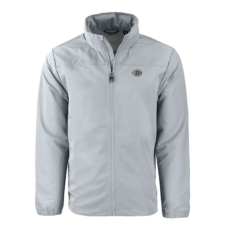 Veste à capuche entièrement zippée et recyclée pour homme, couleur grise, des Cincinnati Reds, Charter Eco.