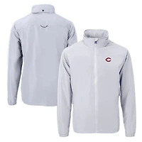 Men's Cutter & Buck Gray Cincinnati Reds Charter Eco Recycled Full-Zip Jacket