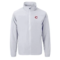 Men's Cutter & Buck Gray Cincinnati Reds Charter Eco Recycled Full-Zip Jacket
