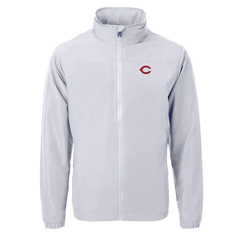 Veste zippée intégrale en tissu recyclé Charter Eco pour homme, gris, des Cincinnati Reds, Cutter & Buck