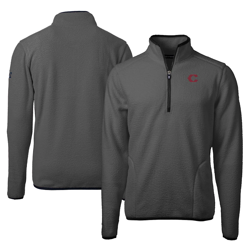 Veste polaire à fermeture éclair quart de tour pour homme, modèle Cutter & Buck gris des Reds Cincinnati City Connect Cascade Eco Sherpa