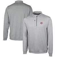 Pull gris chiné Stealth à fermeture éclair quart de tour pour homme des Cincinnati Reds, Cutter & Buck