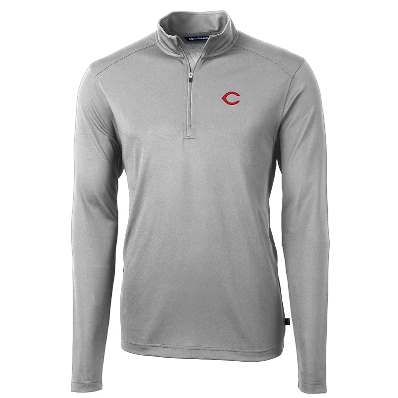 Pull zippé recyclé Virtue Eco Pique pour homme, gris, Cutter & Buck, des Cincinnati Reds