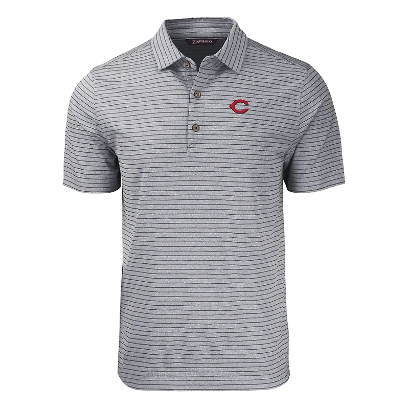Polo extensible recyclé à rayures chinées Forge Eco pour homme, noir chiné, des Reds de Cincinnati, taille grande et