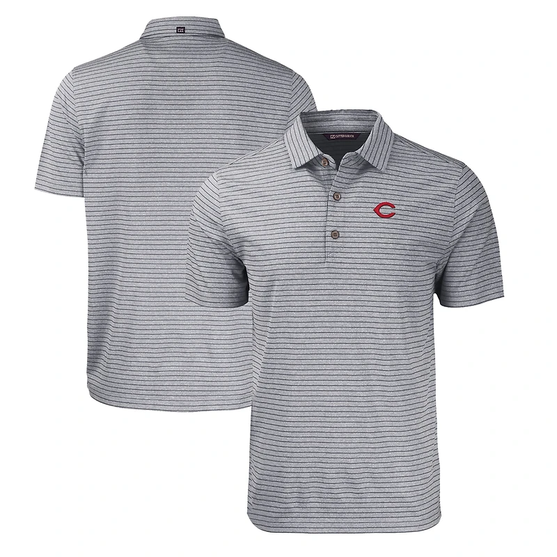 Polo extensible recyclé à rayures chinées Forge Eco pour homme, noir chiné, des Reds de Cincinnati, taille grande et