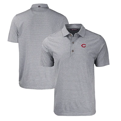 Polo extensible recyclé à rayures chinées Forge Eco pour homme, noir chiné, des Reds de Cincinnati, taille grande et
