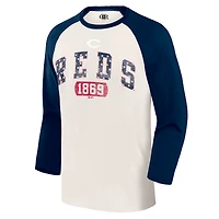 Men's Darius Rucker Collection by Fanatics  Cream/Navy Cincinnati Reds Americana 3/4-Sleeve Raglan T-Shirt