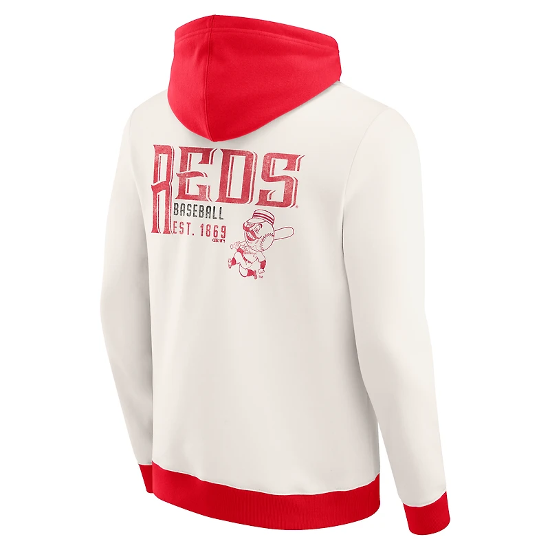 Sweat à capuche zippé en polaire crème des Cincinnati Reds pour homme de la collection Darius Rucker par Fanatics