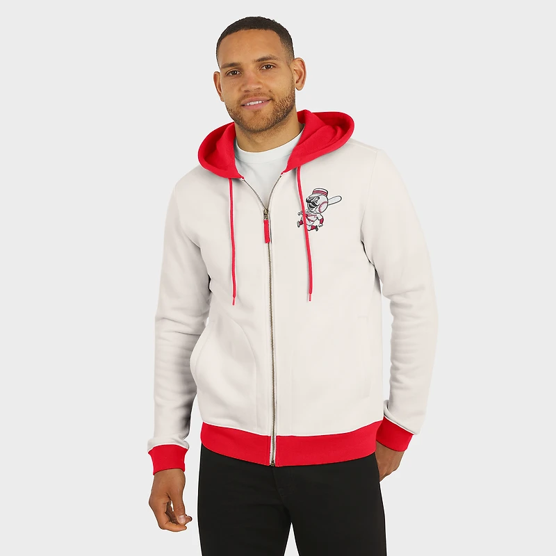 Sweat à capuche zippé en polaire crème des Cincinnati Reds pour homme de la collection Darius Rucker par Fanatics