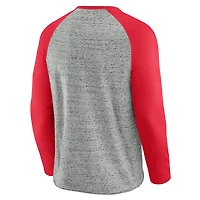 T-shirt de baseball à manches longues raglan pour homme, collection Darius Rucker par Fanatics, gris chiné, des Reds Cincinnati