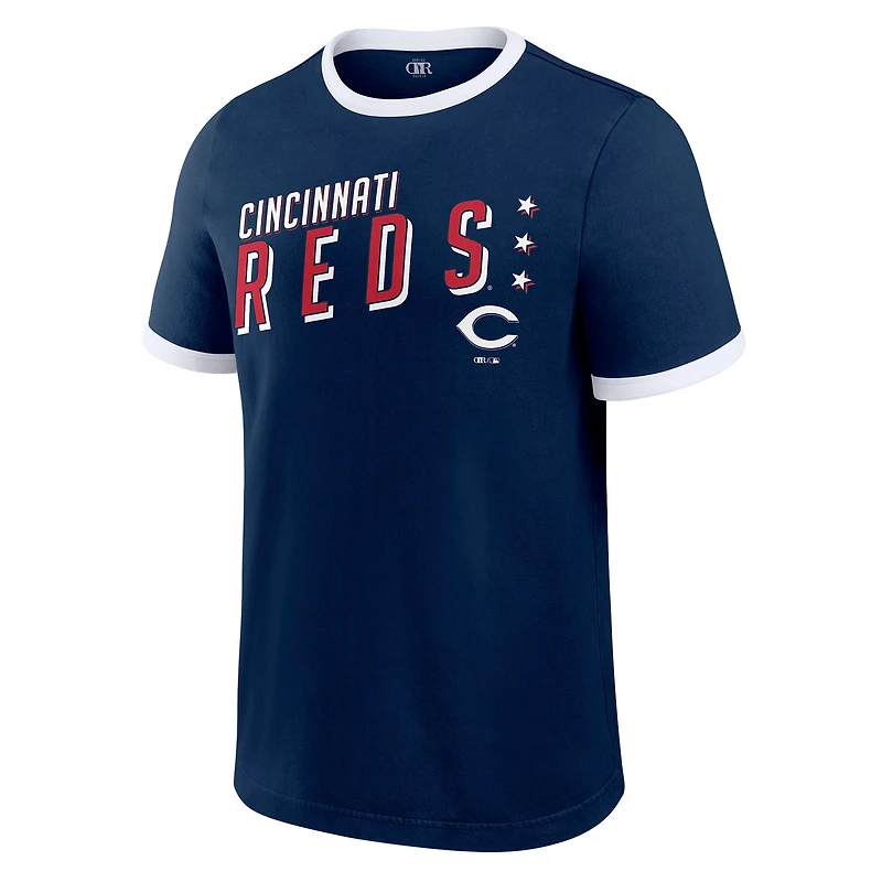 Men's Darius Rucker Collection by Fanatics  Navy Cincinnati Reds Americana Washed Ringer T-Shirt