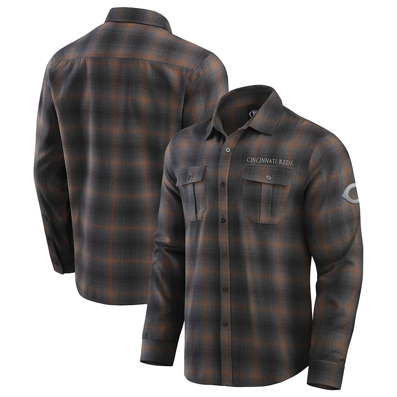 Chemise boutonnée à manches longues en flanelle classique pour homme de la collection Darius Rucker Fanatics, couleur tan