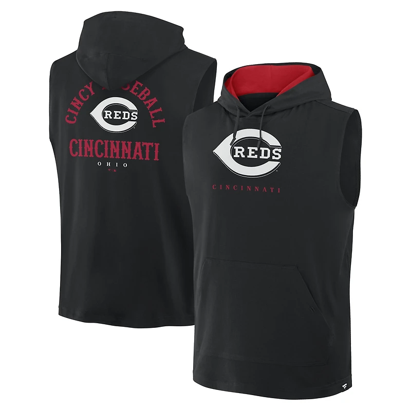 Sweat à capuche sans manches Fire Speed des Reds de Cincinnati pour homme, noir, Fanatics