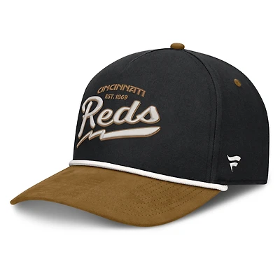Men's Fanatics Black Cincinnati Reds Heritage Concourse A-Frame Adjustable Hat