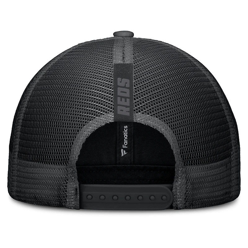 Men's Fanatics Black Cincinnati Reds Launch Adjustable Trucker Hat