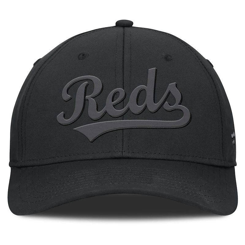 Casquette Overpower Flex noire des Reds de Cincinnati pour homme