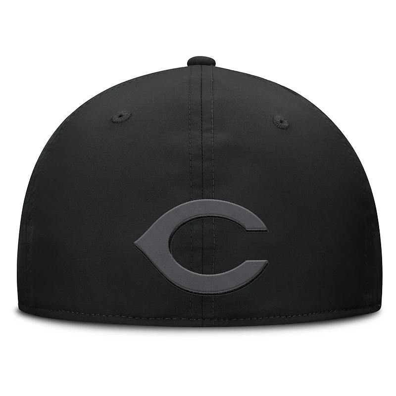 Casquette Overpower Flex noire des Reds de Cincinnati pour homme