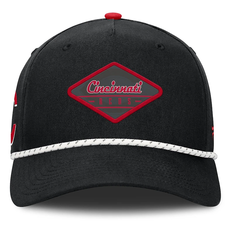 Casquette ajustable à deux coutures Fanatics noire pour homme, Cincinnati Reds