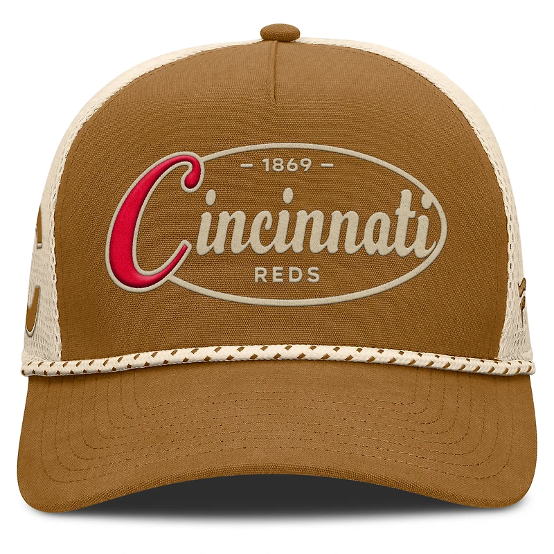 Casquette ajustable A-Frame Trucker marron des Cincinnati Reds pour hommes