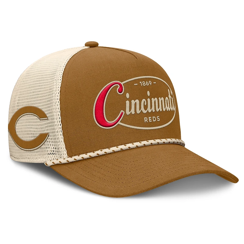 Casquette ajustable A-Frame Trucker marron des Cincinnati Reds pour hommes