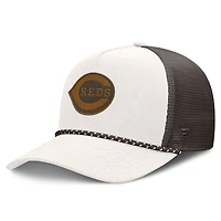 Casquette trucker ajustable Fanatics crème/marron Cincinnati Reds Level Up Bronco pour homme