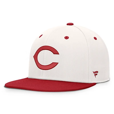 Casquette Snapback Fanatics crème/rouge Cincinnati Reds Heritage Ballpark pour homme