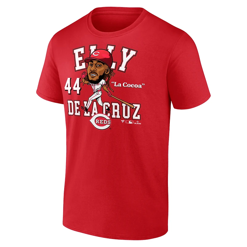 T-shirt Fanatics pour homme, Elly de la Cruz, motif caricature ville natale des Reds Cincinnati