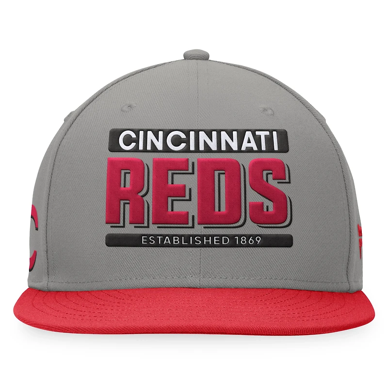 Men's Fanatics Gray/Red Cincinnati Reds Line Drive Two-Tone Snapback Hat