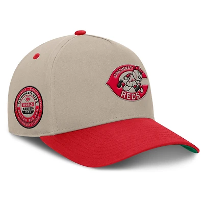 Men's Fanatics Khaki/Red Cincinnati Reds Veteran A-Frame Adjustable Hat