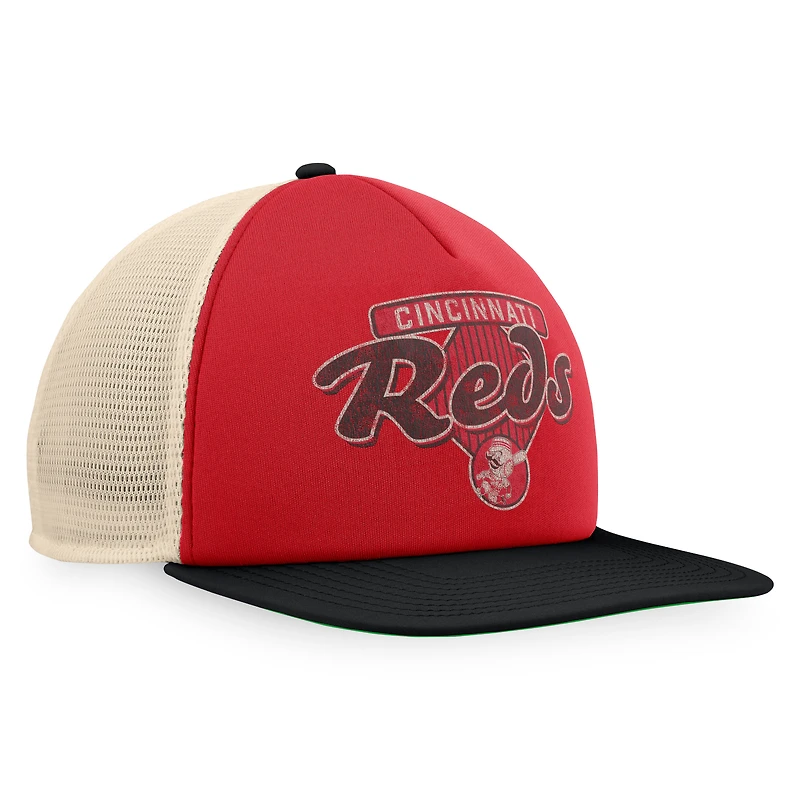 Men's Fanatics Red/Black Cincinnati Reds Cooperstown Collection Talley Foam Trucker Snapback Hat