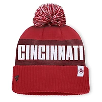 Bonnet à revers rayé rouge Cincinnati Reds pour homme, avec pompon