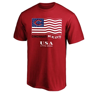 T-shirt homme Fanatics rouge Cincinnati Reds USA 1776-2026 grandes tailles