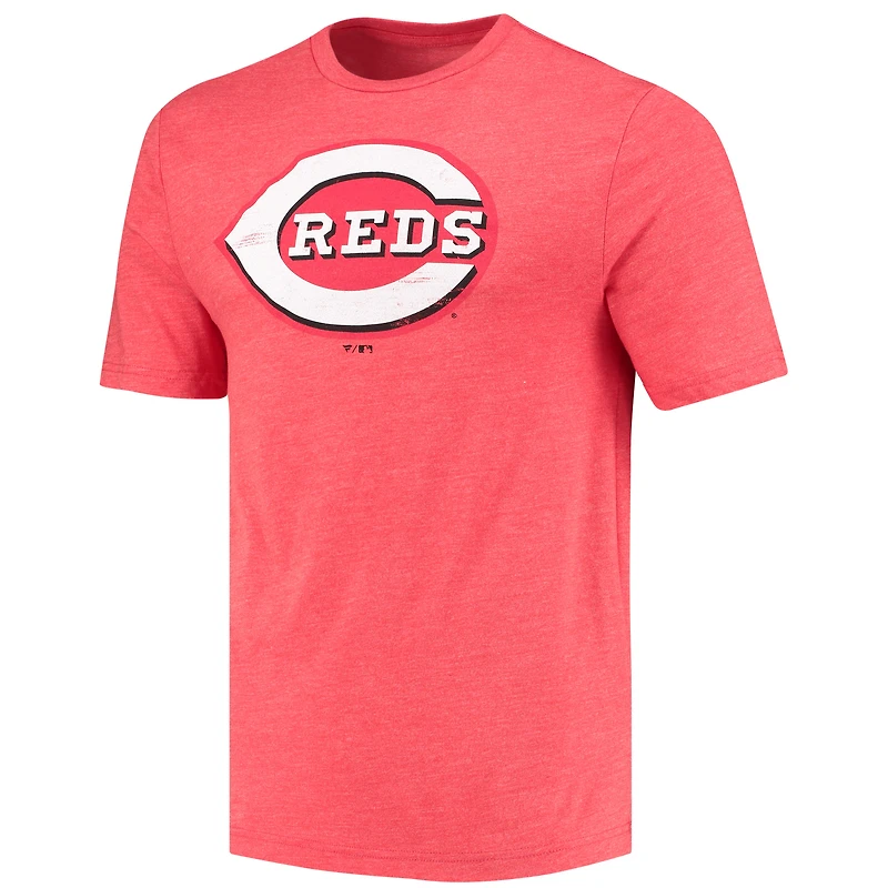 Men's Fanatics Red Cincinnati Reds Weathered Official Logo Tri-Blend T-Shirt