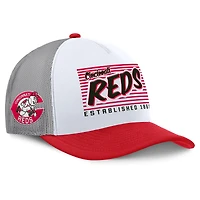 Men's Fanatics White/Red Cincinnati Reds On Deck A-Frame Snapback Hat
