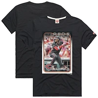 T-shirt tri-blend pour homme, hommage à Elly de La Cruz, anthracite, Reds Cincinnati 2024, Topps Baseball Card Player