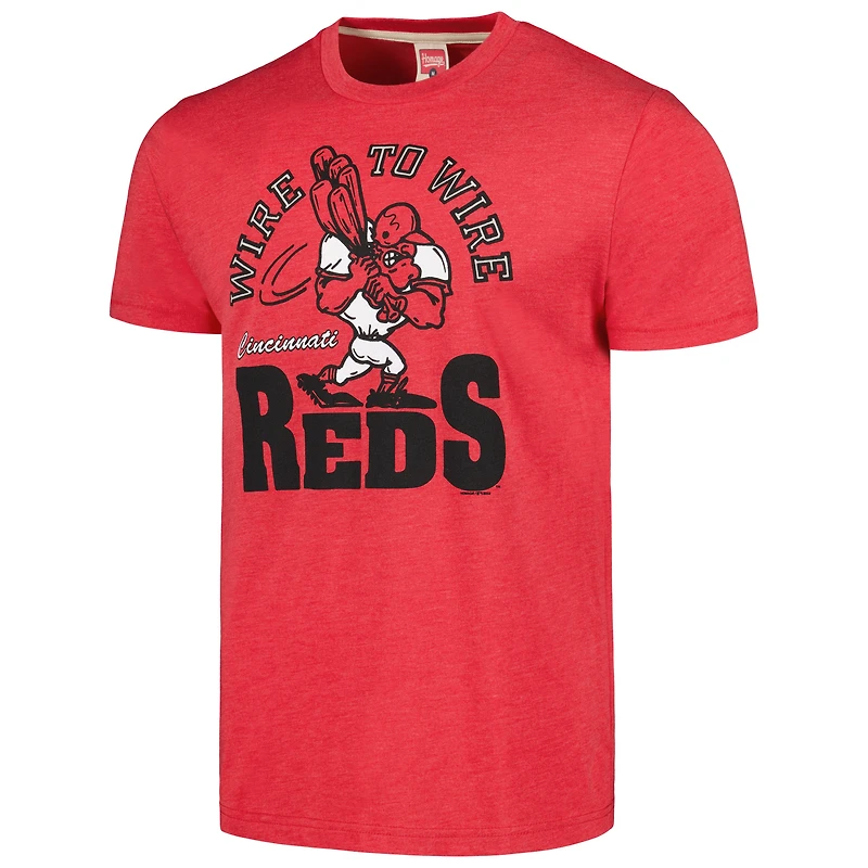 T-shirt tri-mélange fil à de la collection Doodle des Reds Cincinnati Hommage pour hommes