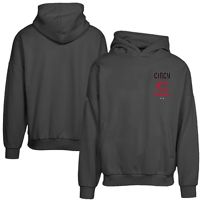 Men's Levelwear Black Cincinnati Reds City Connect Contact Baseline Oversized Pullover Hoodie