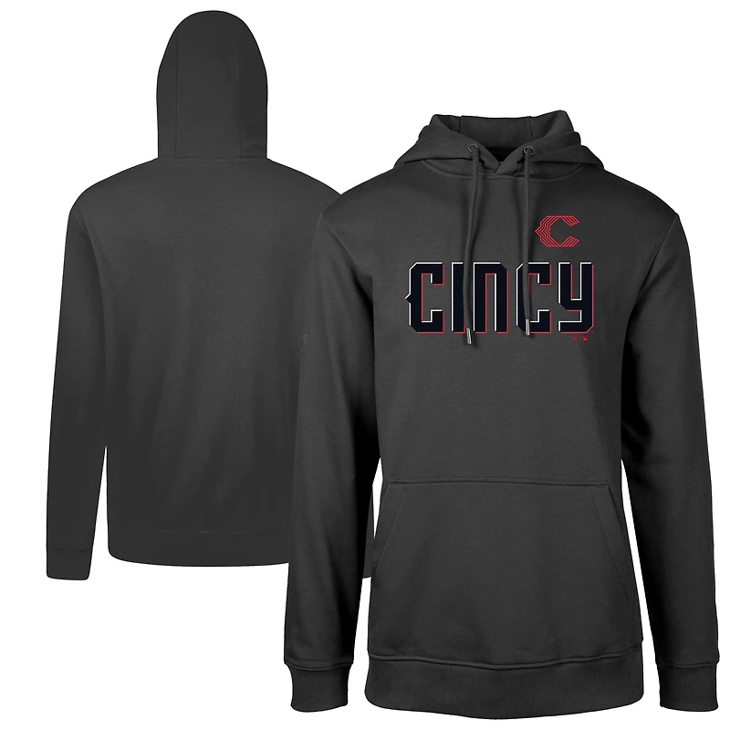 Sweat à capuche noir avec logo Cincinnati Reds City Connect Podium Core pour homme de Levelwear