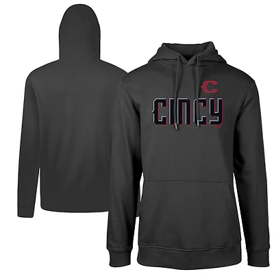 Men's Levelwear Black Cincinnati Reds City Connect Podium Core Logo Pullover Hoodie