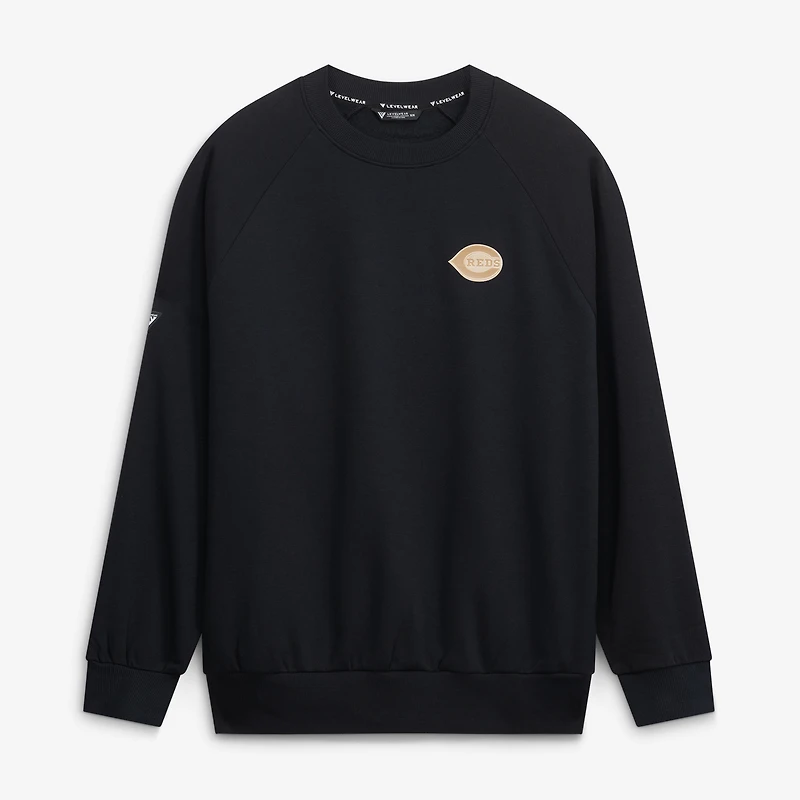 Men's Levelwear  Black Cincinnati Reds Connect Logo Sweatshirt