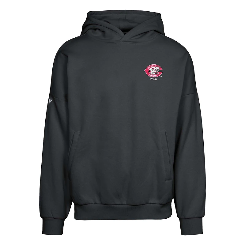 Men's Levelwear  Black Cincinnati Reds Contact Pro Card Pullover Hoodie