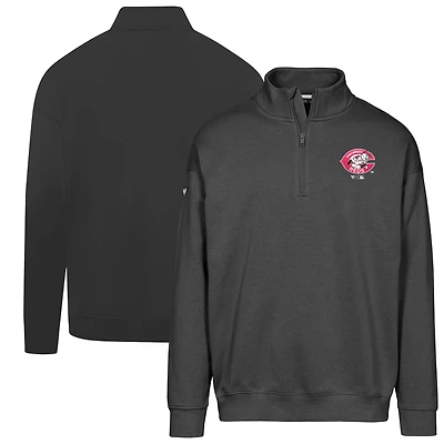 Men's Levelwear Black Cincinnati Reds Cooperstown Collection Murray Quarter-Zip Sweatshirt