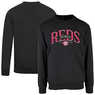 Men's Levelwear Black Cincinnati Reds Cooperstown Collection Zane Vintage Pullover Sweatshirt