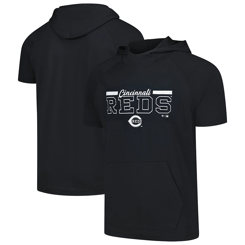 Men's Levelwear Black Cincinnati Reds Phase Vanguard Hoodie T-Shirt