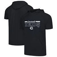 Men's Levelwear Black Cincinnati Reds Phase Vanguard Hoodie T-Shirt