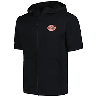 Sweat à capuche manches courtes et entièrement zippé Levelwear pour hommes, noir, Cincinnati Reds Recruit